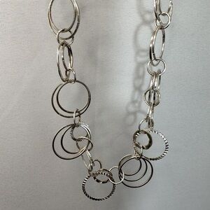 Daisy Fuentes Womens Silver Tone Link Chain Necklace Textured Long Bold 17.5”